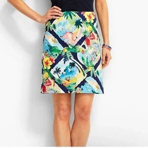 Talbots Navy Tropical-Print Mini Skirt 8 Petite